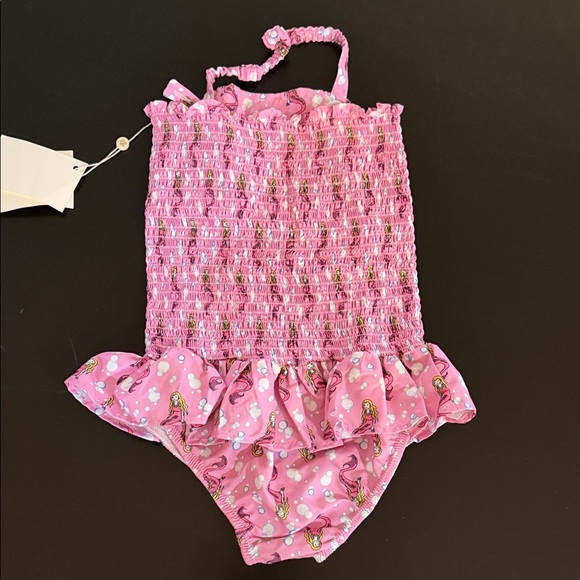 Rachel Riley Pink Mermaid Ruched Swimsuit - Picture 6 of 9